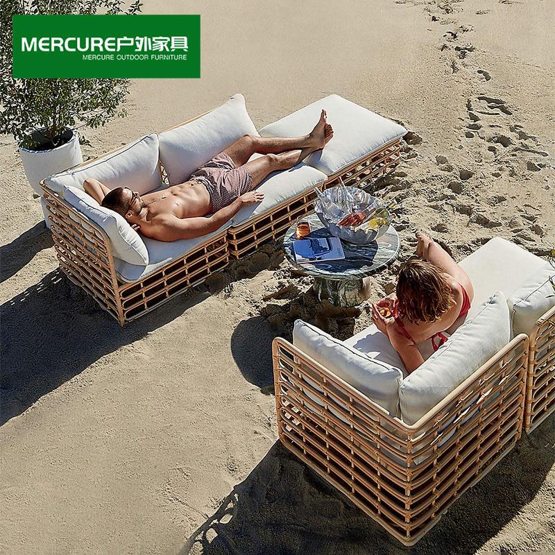 户外藤编沙发庭院露台阳台休闲 露天花园民宿客厅防水室外竹沙发