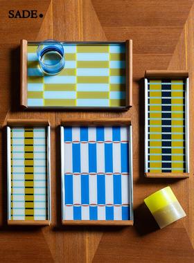 清酒船长德国风格实木香薰托盘矩形玻璃茶托盘中世纪包豪斯珠宝托