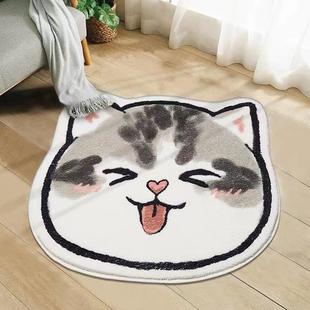 2022新款 可爱撸猫感卧室床边毯家用儿童圆形地毯房间客厅毛绒毯子
