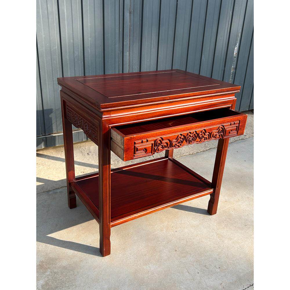 纯实木小方桌沙发边几角几客厅中式花几花架带抽屉长方形桌小茶几