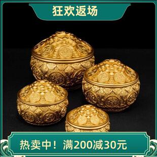 金蟾铜聚宝盆带盖子百福缸摆件客厅米缸家用铜工艺礼品摆饰办公室