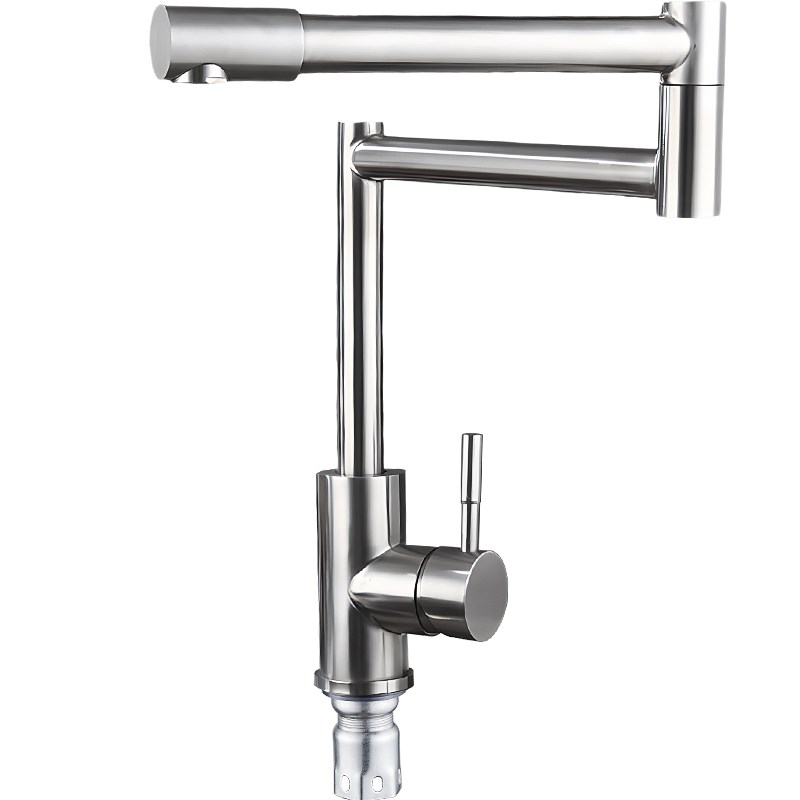 不锈钢厨房伸缩折叠加长柴火灶吧台圆洗菜衣池盆水槽单冷热水龙头