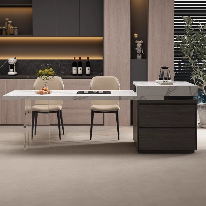 高端岩板岛台餐桌一体现代简约家用餐桌简约轻奢可餐桌组合多能