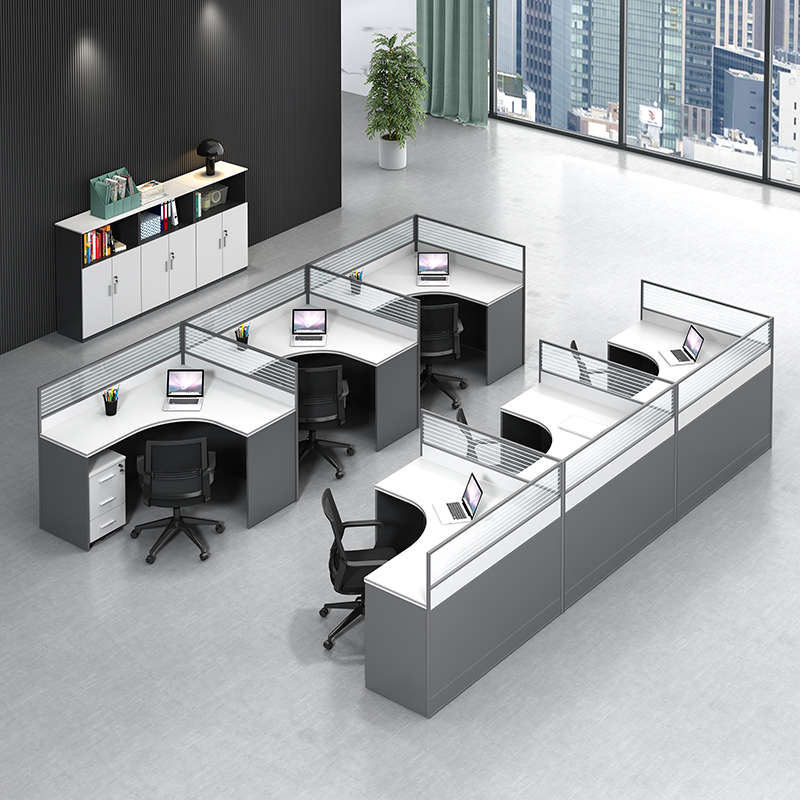 北京办公室桌椅L型职员工位屏风隔断46人位简约现代电脑卡座定制