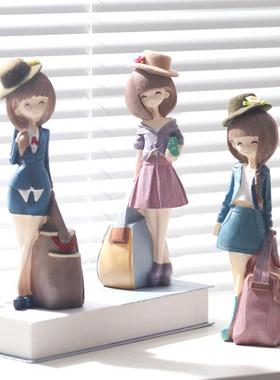 家居家装饰品可爱树脂玩偶现代客厅卧室酒柜小摆件女生日礼物创意