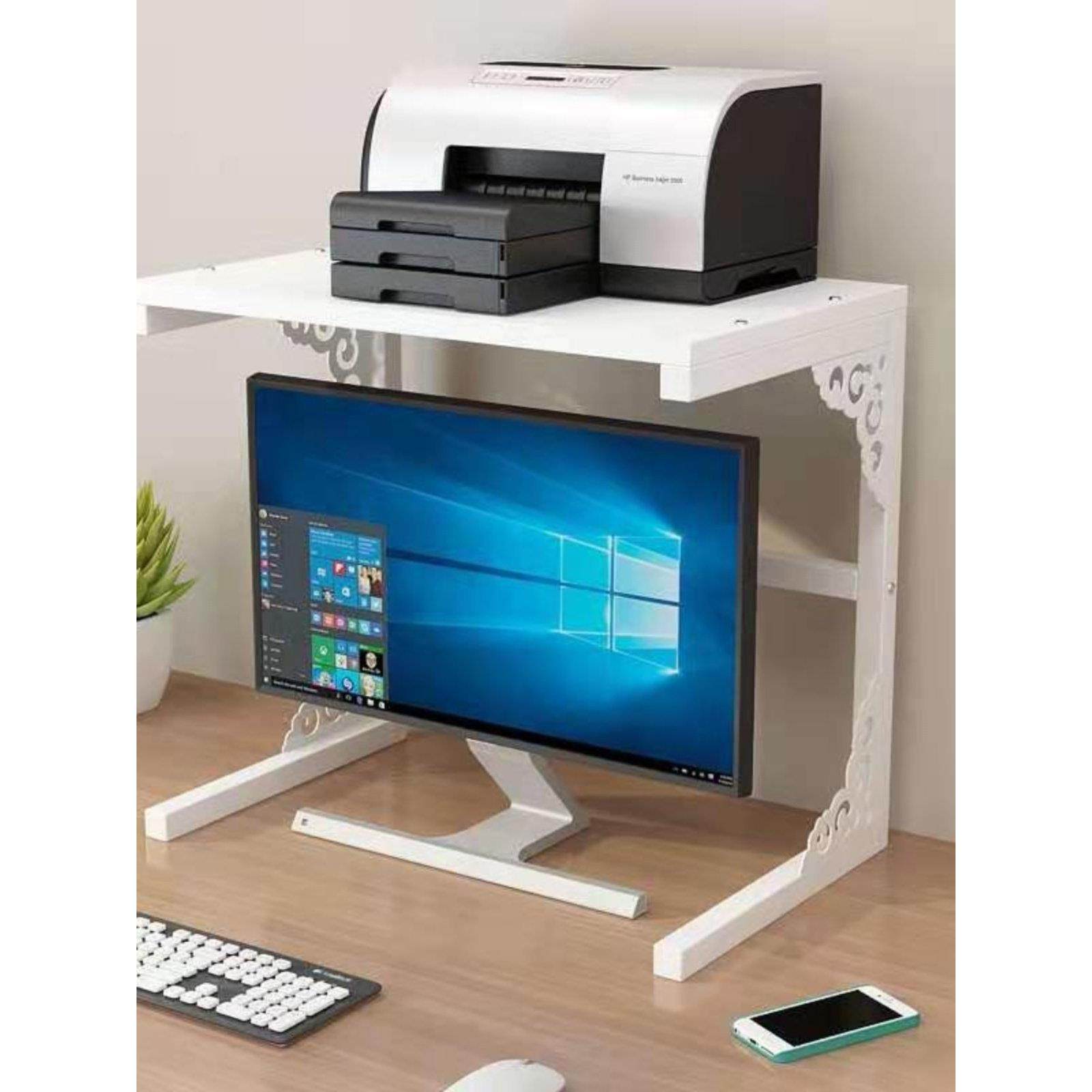 桌面台式电脑打印机覆印置物架办公室桌上针式多功能简约收纳架子