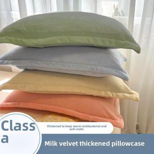 冬季枕套奶丝绒一对加厚珊瑚丝绒枕套单祇40X60大号50Cmx80Cm