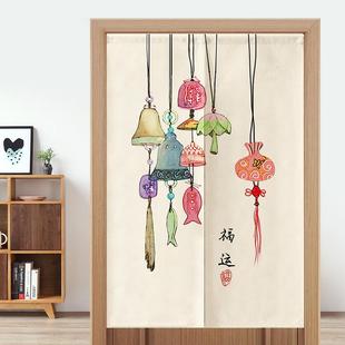 中式 门帘隔断帘过道玄关装 饰半帘厨房防油烟卧室厕所遮挡布帘挂式