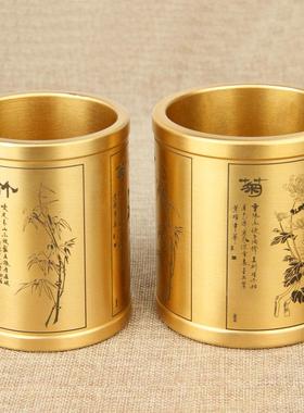 铜五牛图笔筒 铜笔筒摆件铜大梅兰竹菊笔筒摆件商务礼品办公笔筒