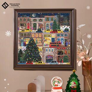 圣诞冬季彩灯拼图框框自定义加利森假日广场相框墙挂DIY纸板相框