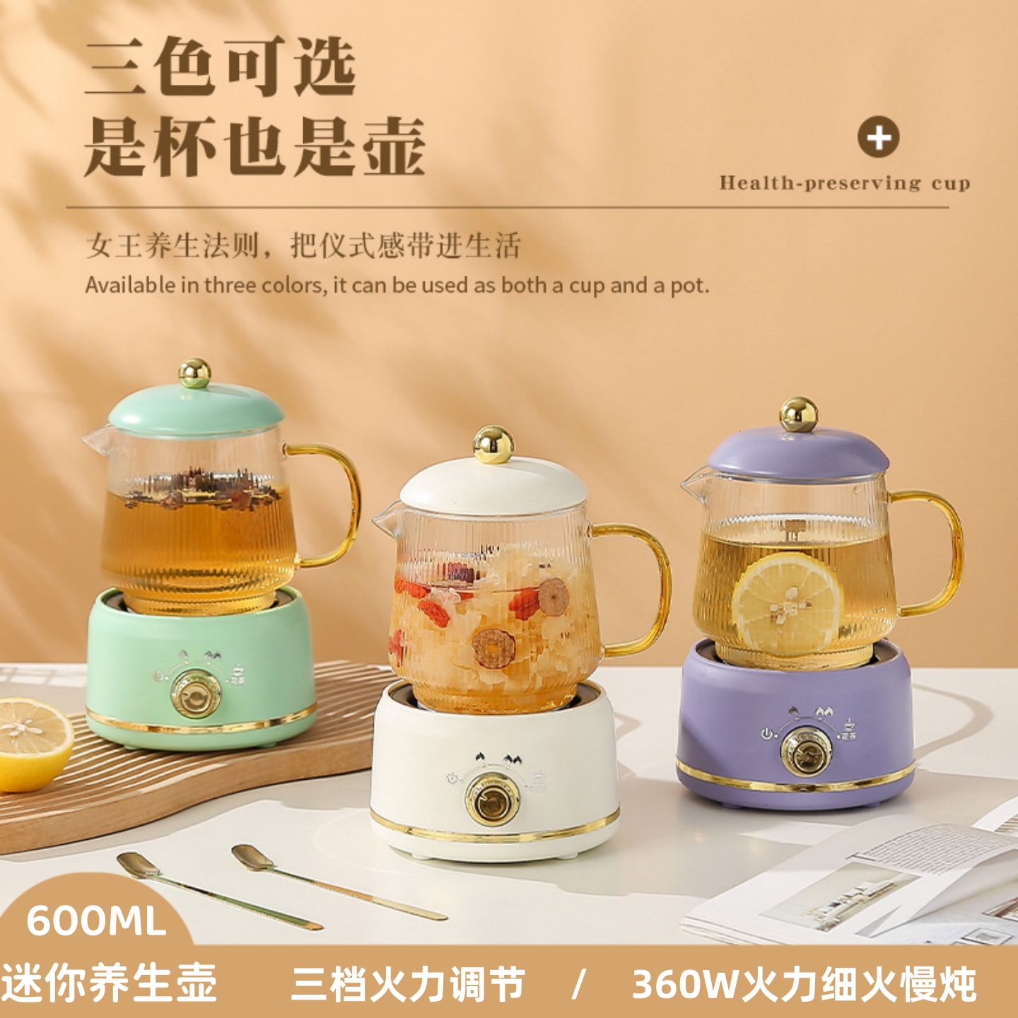 家用迷你养生壶600ML小型电炖杯