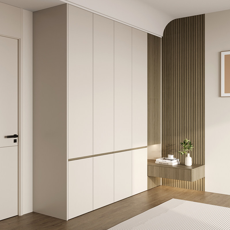 芦花精板现代简约衣柜收纳家用卧室大容量定制推拉门带转角床头柜