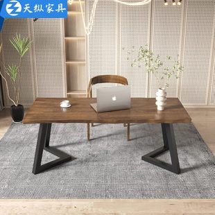 实木公桌人工位职员家用书桌阅览桌台式 厂促天纵美式 电脑桌椅组合