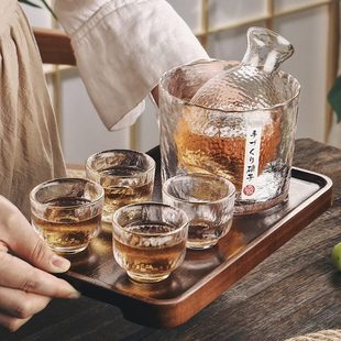 长促日式 煮酒温酒壶热酒烫 玻璃黄酒温酒器套装 家用清酒壶酒杯老式