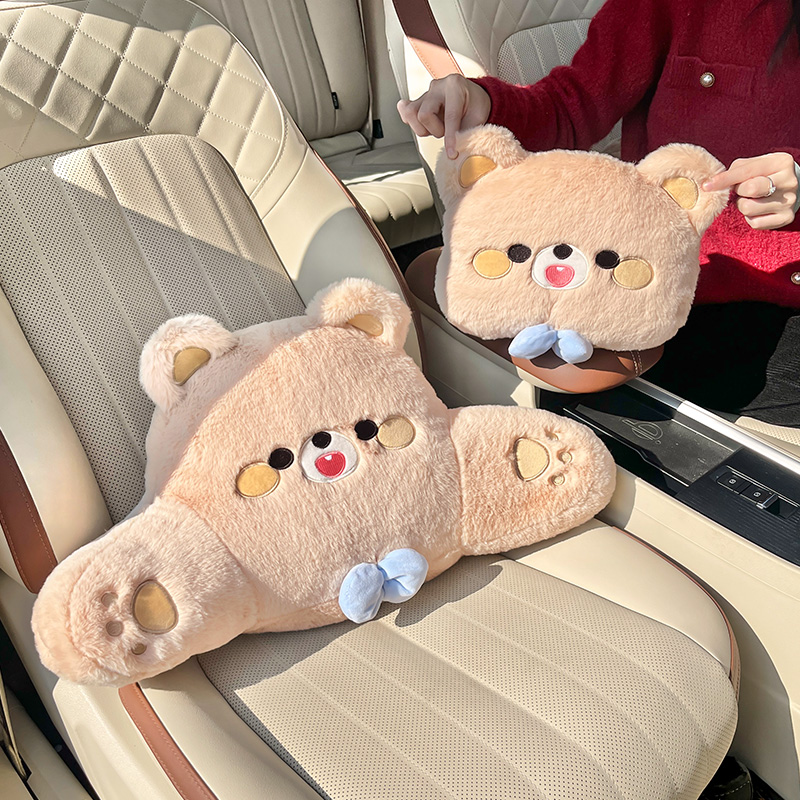 汽车头枕护颈枕一对卡q通可爱腰靠头枕车用靠枕女护腰支撑四季通
