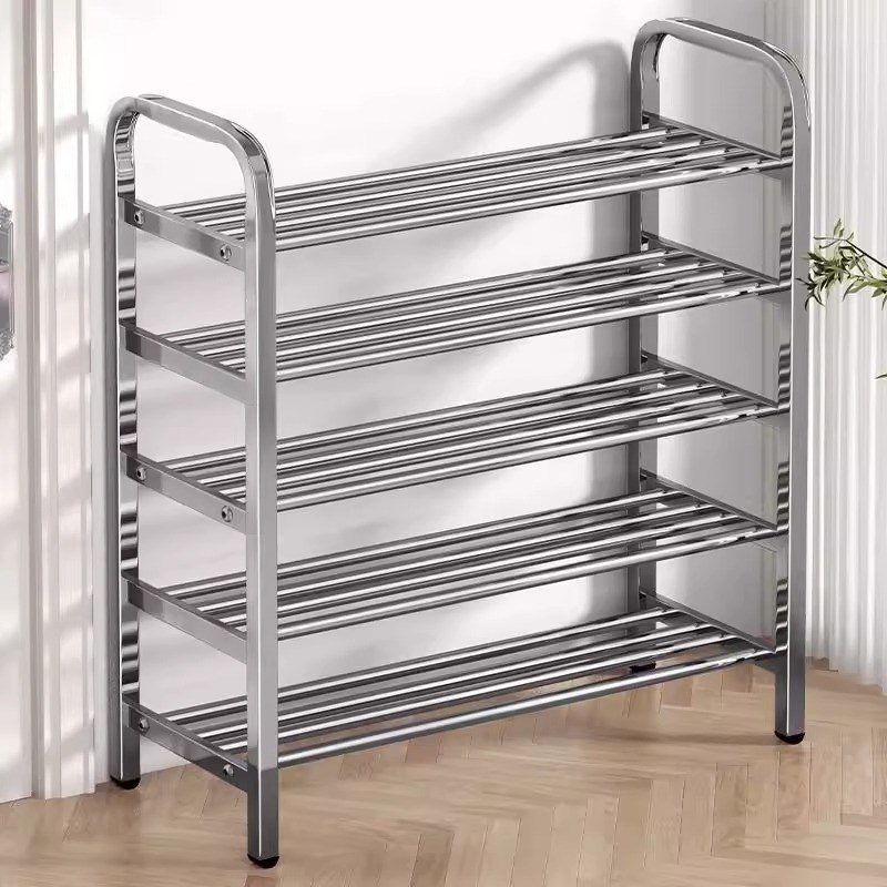 鞋架子简易入户门口不锈钢家用小窄鞋柜新款2025出租房多层置物架
