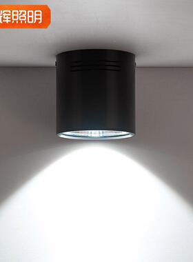 明装筒灯led圆形黑色COB吸顶式4寸5寸6寸8寸射灯北欧家用过道吊线