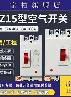 上海人民DZ15塑壳断路器2p3p32a63a100a空气开 关家用总闸空开 三