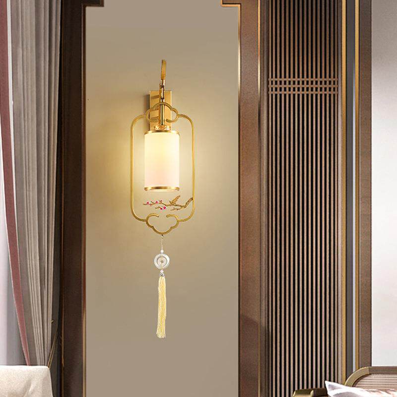 新中式全铜壁灯个性创意中国风书房墙壁灯led卧室楼梯客厅壁灯