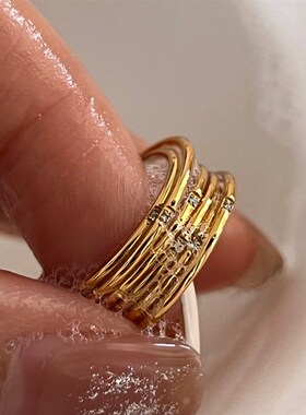 时髦特制温柔经典一颗钻s手工质感戒指百搭个性时髦叠戴简约欧美