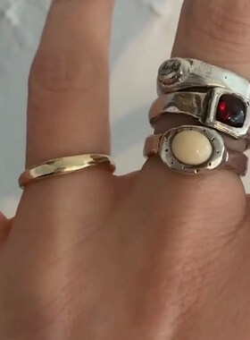 【CnHnOn 脂肪商店】小众覆古手N工做旧感奶糖戒指韩国