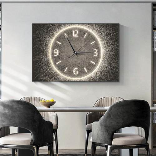 现代简约电表箱装饰画带时钟配弱电箱遮挡挂画轻奢高档电闸盒壁画