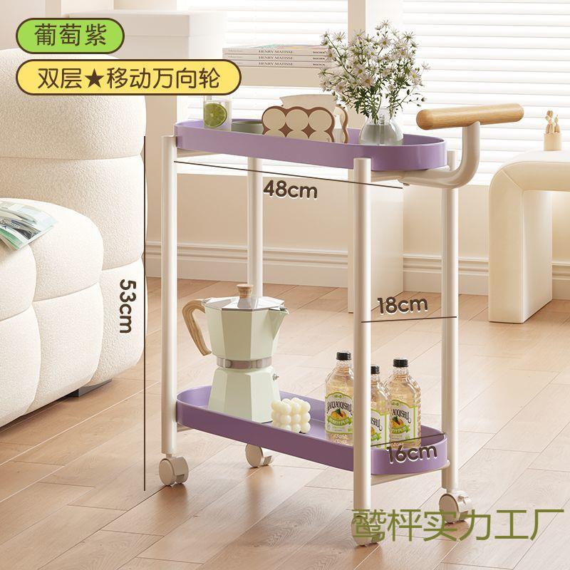 可移动花架加厚带轮方形推车边几客厅茶几网红简约款花架收纳架子