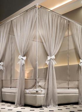 新款双层带防尘顶床笠式带加固绑带坐床拉链蚊帐-88586