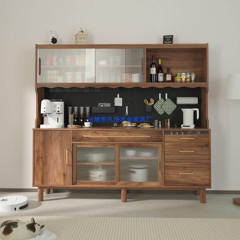 北美黑胡桃木实木餐边柜靠墙边柜简约玻璃现代轻奢厨房置物柜收纳,农机/农具/农膜,植保机械,淘宝优惠券,粉丝福利购,淘宝优惠卷