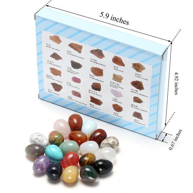 20颗多样天然小尺寸鸡蛋形状光滑杂石头盒装套装摆件厂家
