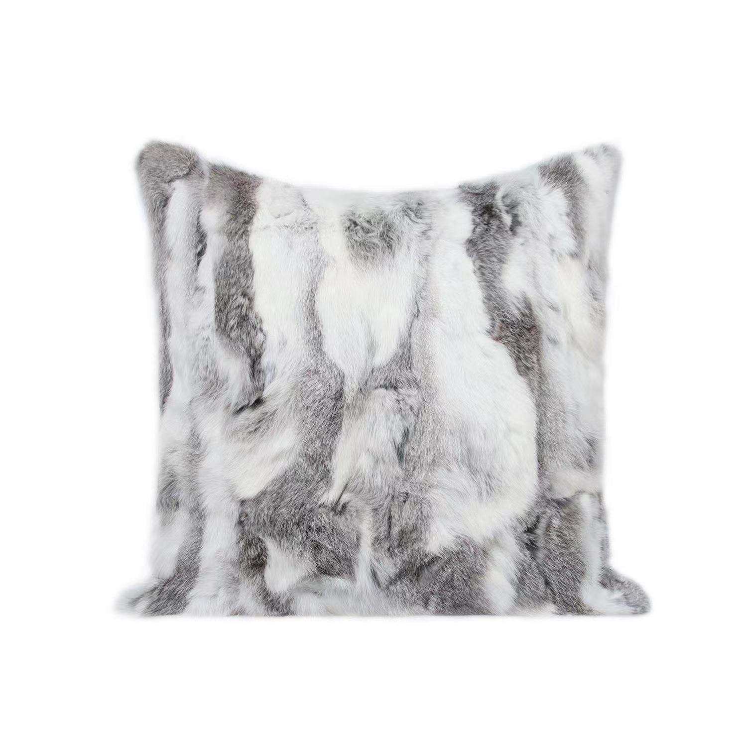 样板房客厅抱枕轻奢简约现代软装沙发靠垫方枕样板间酒店真兔毛抱