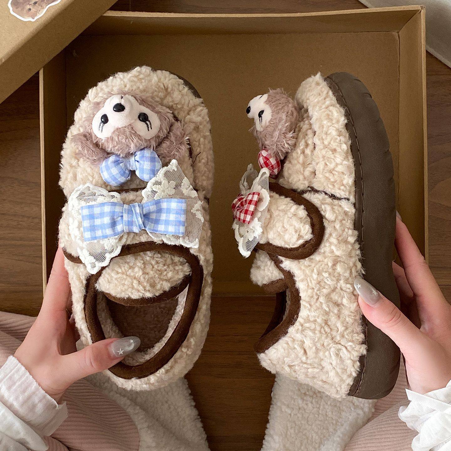 2025秋冬季新款卡通可爱保暖厚底EVA棉鞋居家外穿百搭棉拖鞋女士