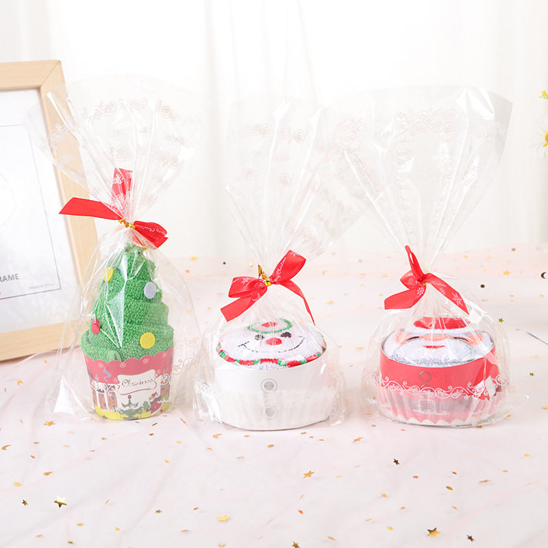 新款 圣诞老人蛋糕毛巾创意圣诞节礼物公司活动小礼品圣诞树毛巾