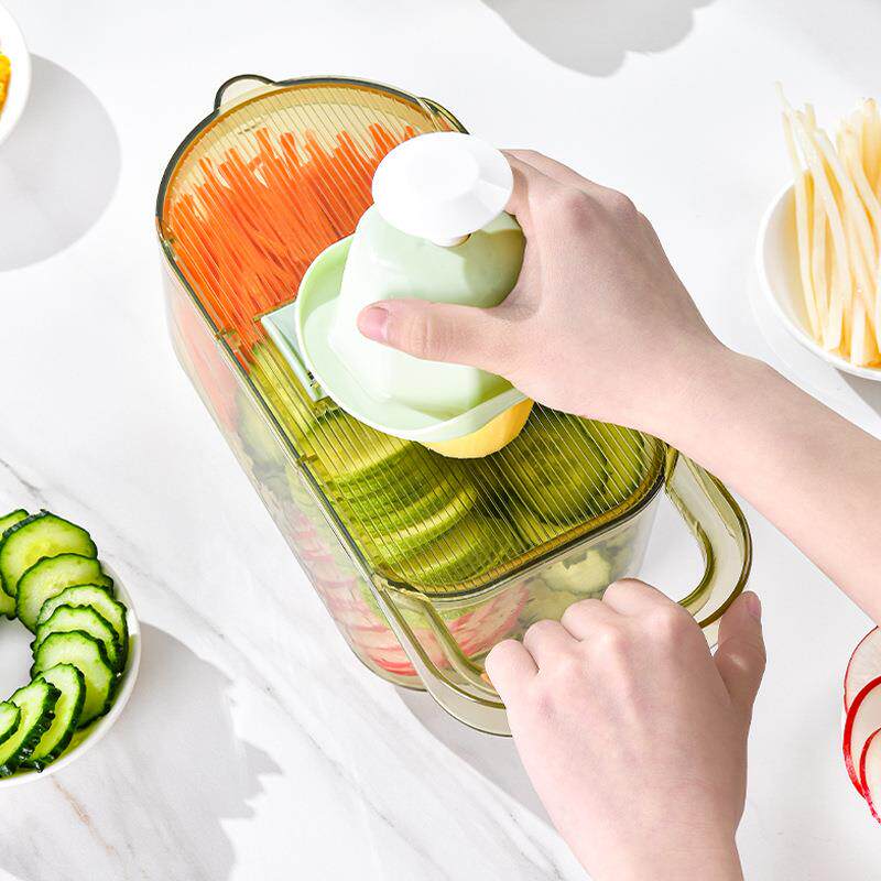 新品轻奢透明绿厨房家用蔬果刨丝器土豆黄瓜切片切丝带护手切菜器