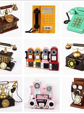 复古电话机模型 拍摄背景道具 酒吧咖啡馆服装店英伦风装饰品摆件