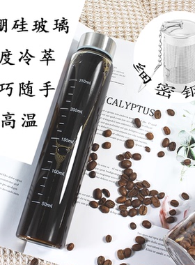 迷你细长玻璃杯小容量绿茶咖啡冷萃透明刻度杯子简约茶漏便携小杯