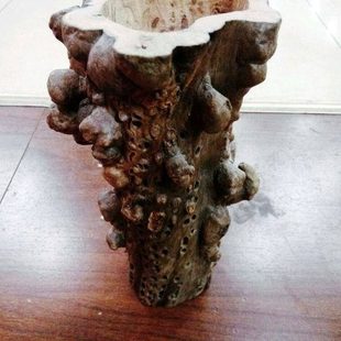 新疆胡杨木根雕笔筒工艺品