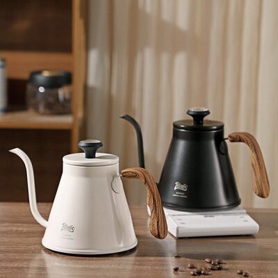 B温手冲壶复合底实木inc手冲咖啡壶嘴o不锈钢长显可o水壶加热手柄