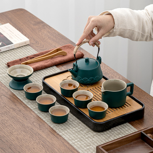 日式 户外陶瓷茶杯家用简约泡茶壶伴手礼定制 可携式 旅行茶具小套装
