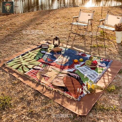 采薇家 露营吉他音乐野餐垫加厚露营帐篷毯子野餐布防潮垫桌布
