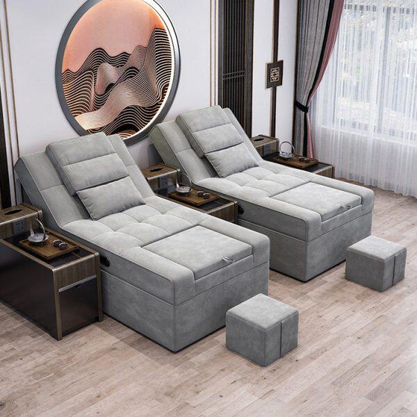 洗浴桑拿休息床椅沐足一体躺椅脚电动采耳足浴按摩泡脚足疗沙发洗