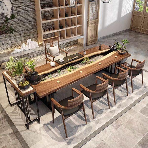 新中式循环流水茶台实木茶桌椅组合功夫泡茶桌休闲洽谈禅意会客桌,住宅家具,桌子,淘宝优惠券,粉丝福利购,淘宝优惠卷