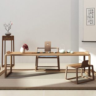 新中式茶桌椅组合实木办公室功夫茶台泡茶桌原木禅意家用茶馆接待