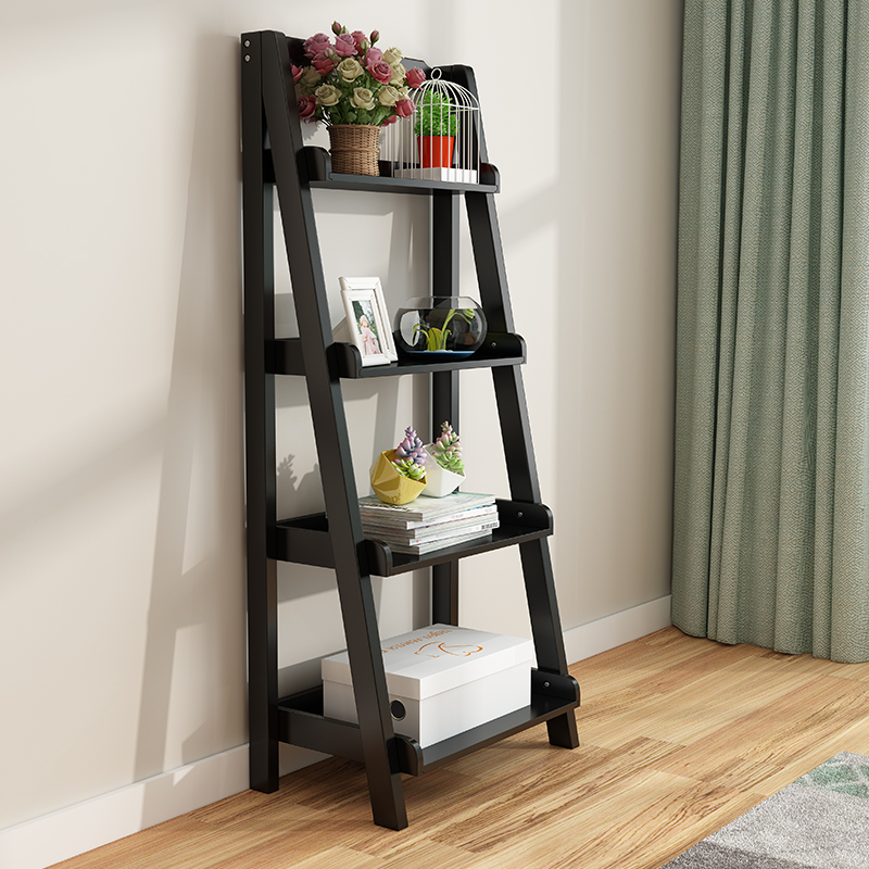 全实木置物架客厅家用收纳架卧室靠墙落地简约现代小书架阳台花架