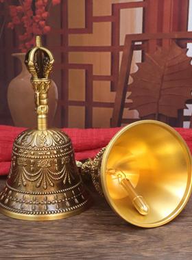 铜铃加厚金刚法器黄铜金刚杵铜铃铛手摇铃铛三清铃佛铃古玩摆件