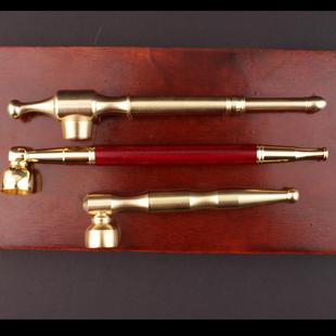 纯黄铜烟斗老式烟袋烟杆便携金属烟枪两用带过滤烟嘴复古旱烟杆