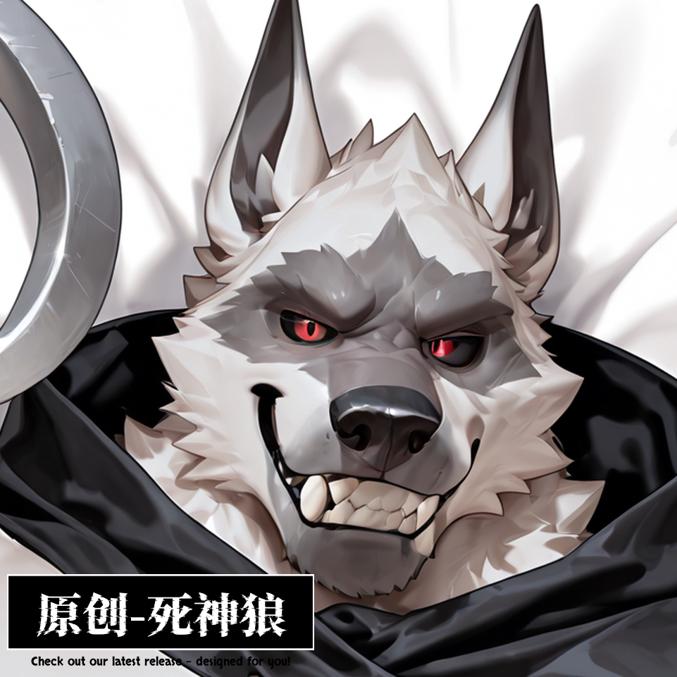 原创-动漫二次元定制等身福瑞furry抱枕穿靴子的猫-death-死神狼