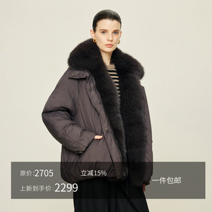 JIXICHEN 进口狐狸毛可拆卸毛领95白鹅绒皮草羽绒服外套 奢暖御寒