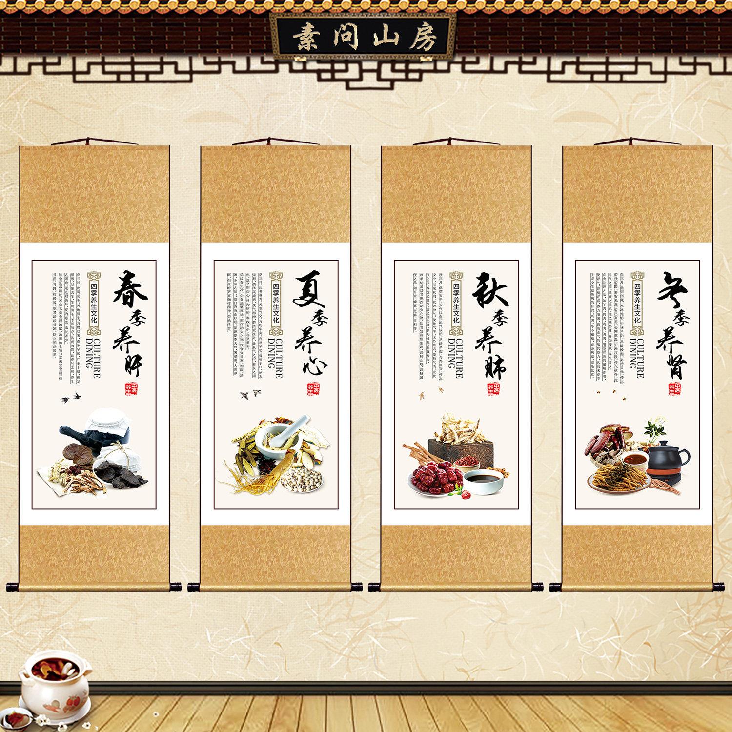 四季养生装饰画春养肝夏养心秋养肺冬养肾中医馆门诊医院会所挂图