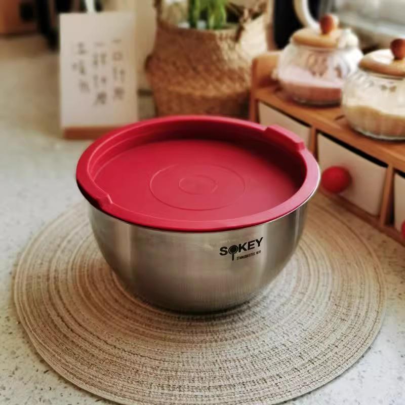 加厚18/10不锈钢搅拌盆沙拉碗料理洗菜盆打蛋盆烘焙碗16 20 24cm